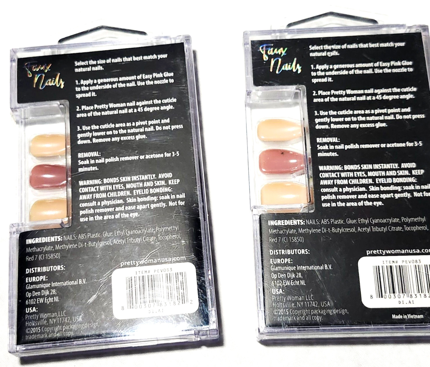 Lot of 2 Pretty Woman Faux Nails Metallic Rose Gold & Chrome Glue On Press On 24