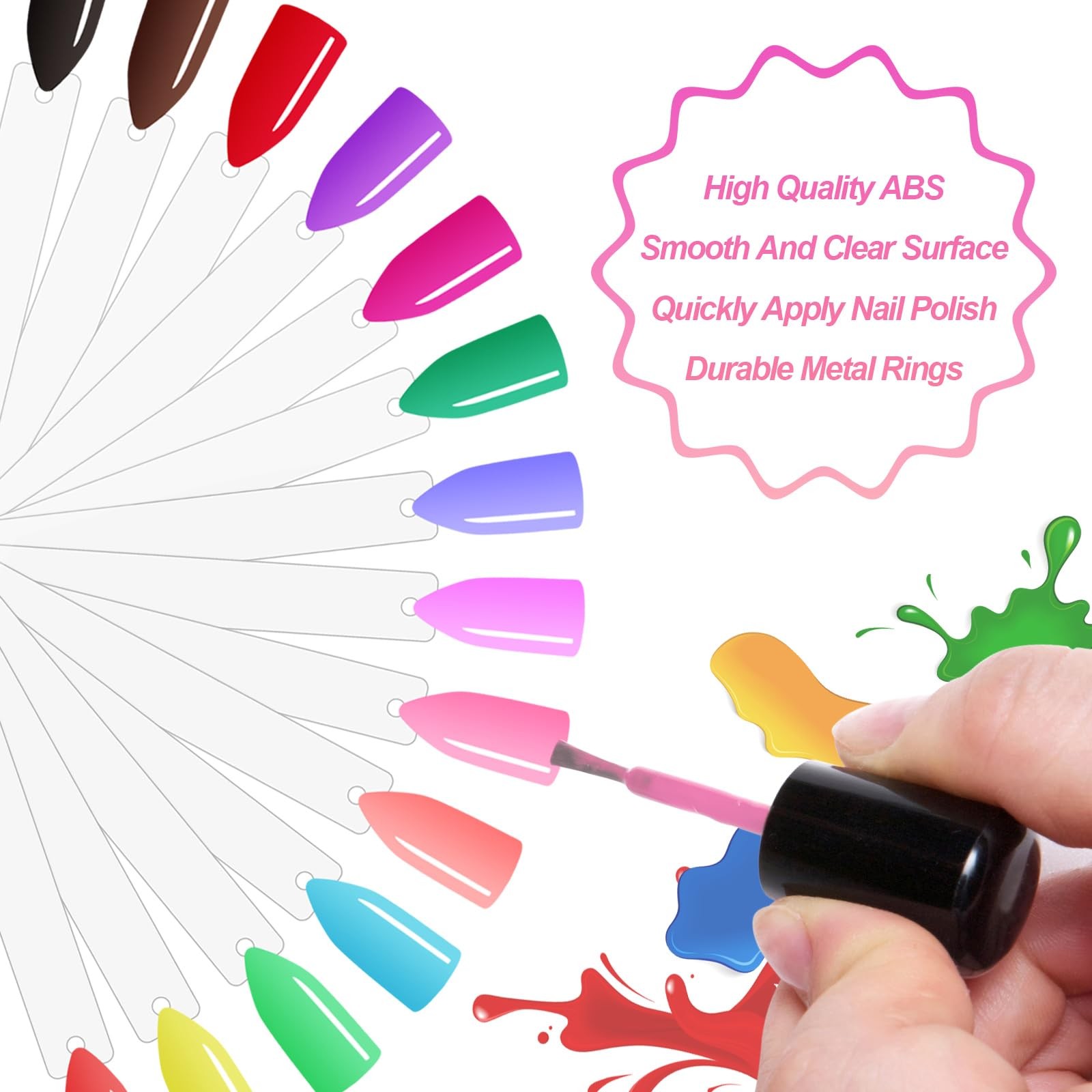 siyuwuro 150Pcs Nail Swatch Sticks with Ring Clear Nail Polish Tips Fan Shape…