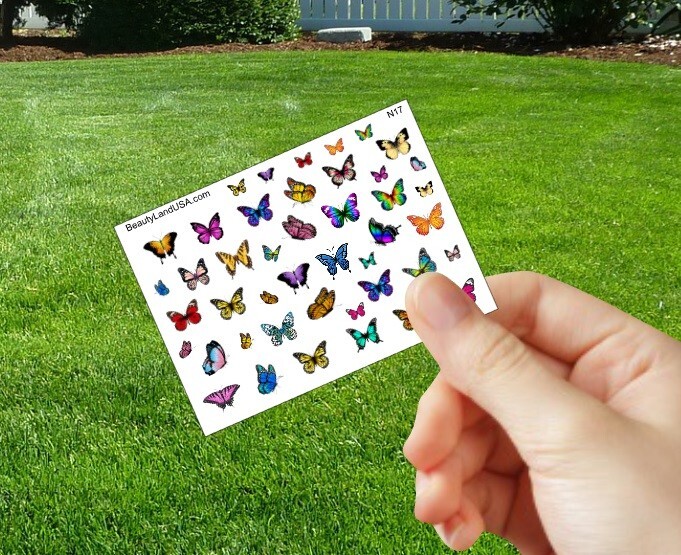 Water slide Nail Decals, Flower, Butterfly, Smiley, Heart, Floral Nails Art |