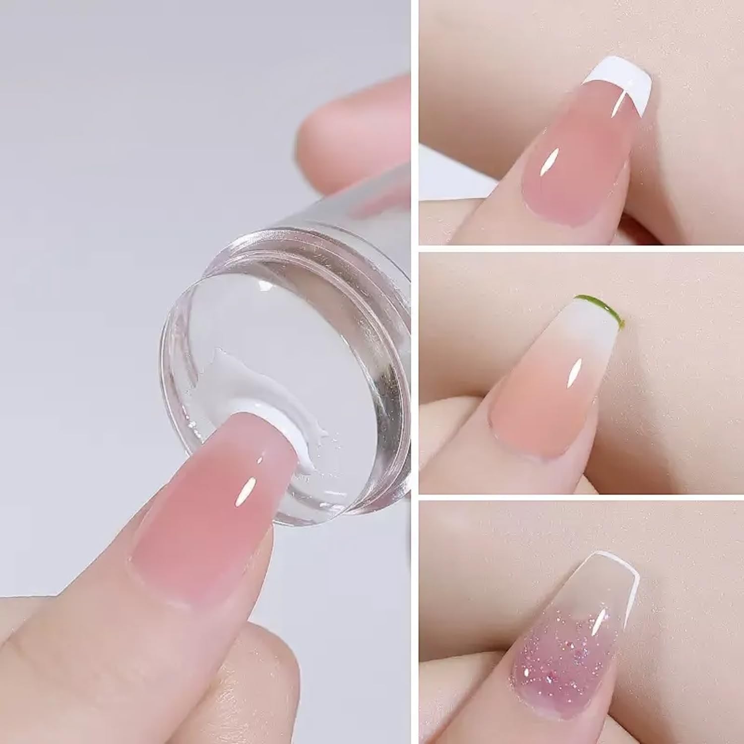 French Tip Nail Stamp Clear Silicone Nail Stamper with Scraper French Nail Ar…