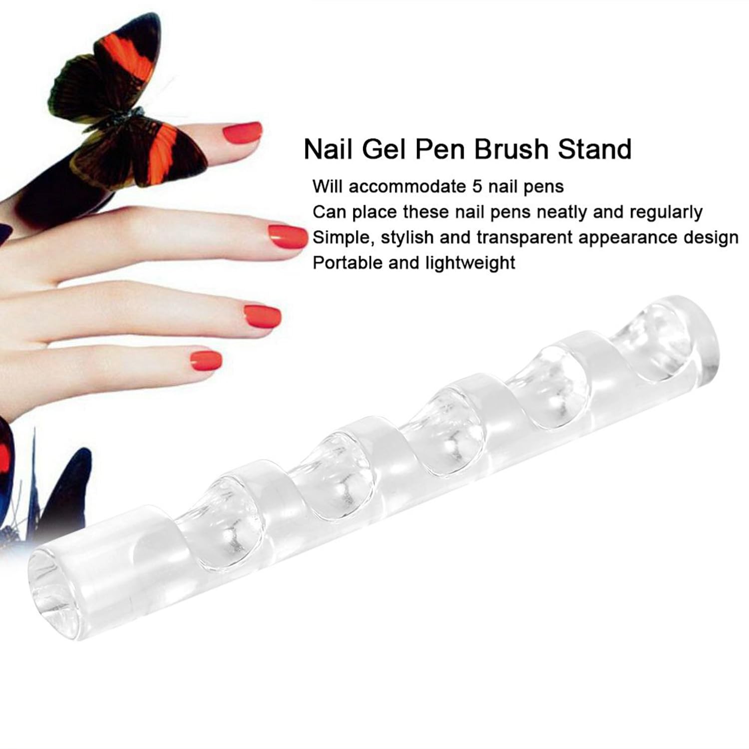 2 Pcs Crystal Bar Pen Holder, Acrylic Nail Art Painting Pen Brush Stand for D…