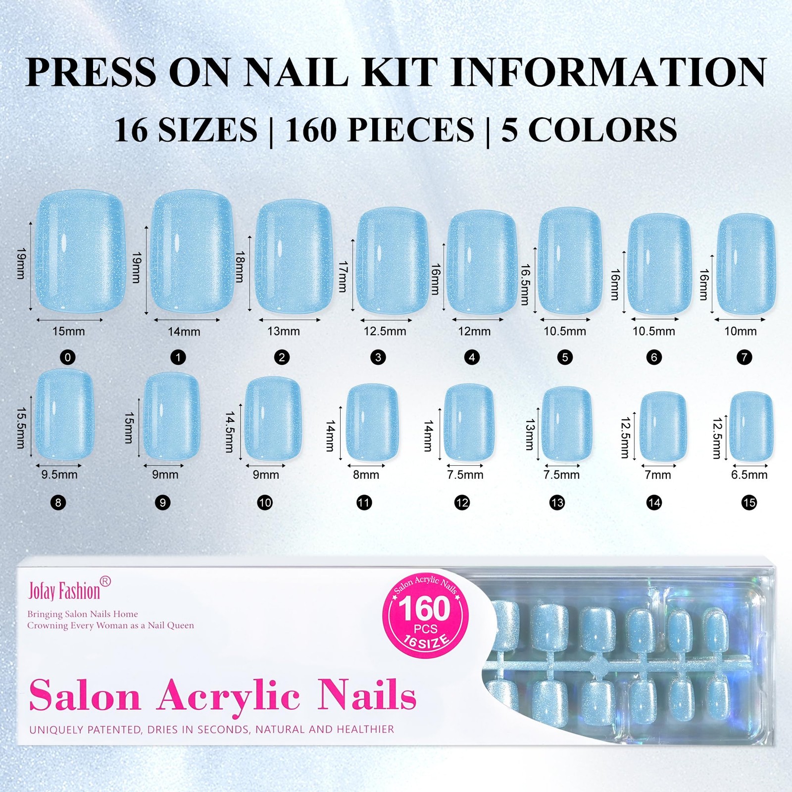 Press on Nails Short 5 Styles, Jofay Fashion 160Pcs Short, A4-Island