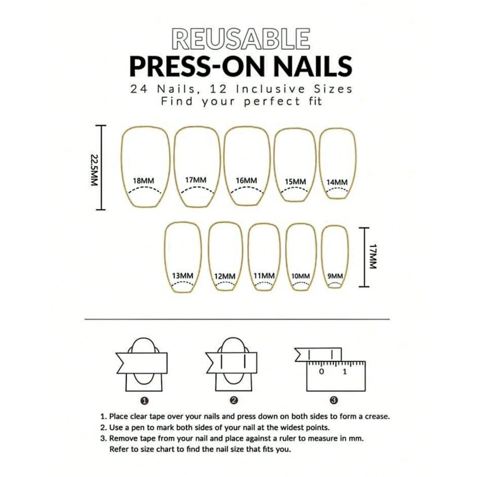 24 Pcs False Nail Short Almond French Tips Press on Nails Tip For Nail Art