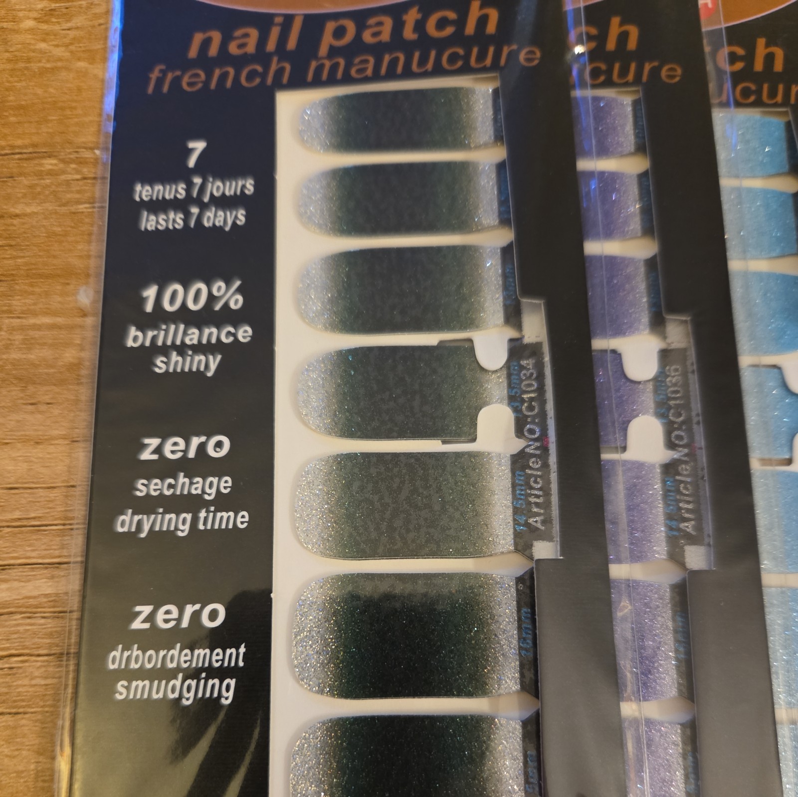Nail Patch French Manicure Nail Stickers. Lasts 7 Days 6 Sets glitter Nail Art