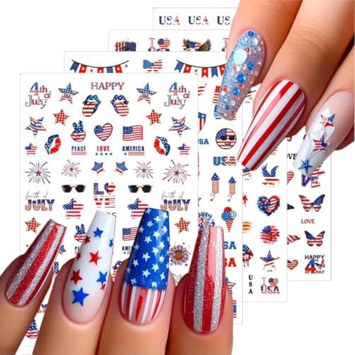 8Sheets 4th of July Nail Art Stickers Independence Day 4th of July Stickers-7