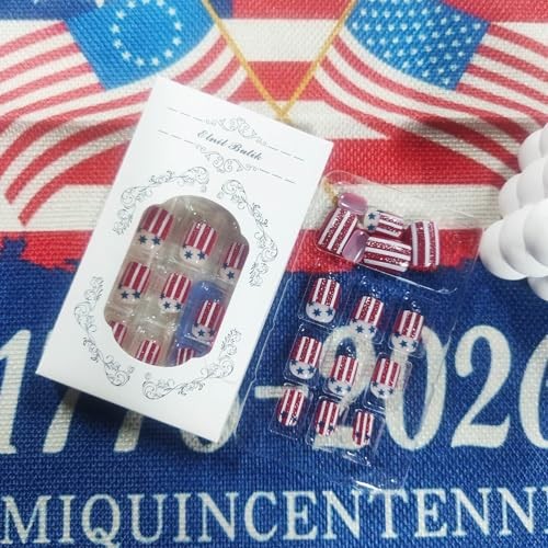 American Flag Acrylic Fake Nails 4th of July – Press on Nails – 4th of July 6
