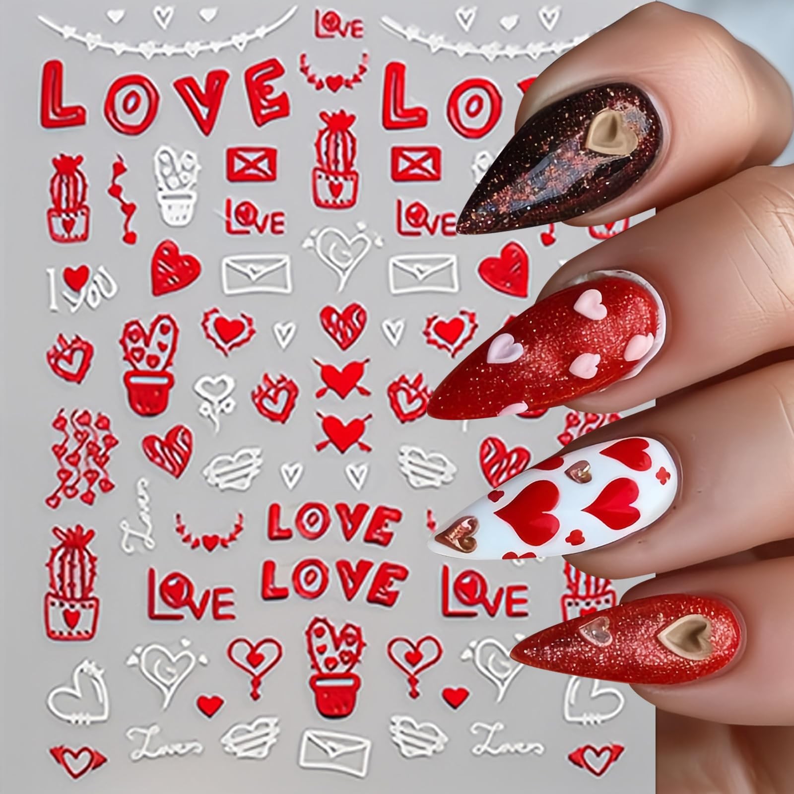 Valentine’s Day Heart Nail Art Decals Self-Adhesive DIY Manicure Decorations