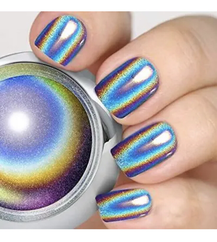 Rainbow Holographic Nail Powder – Unicorn Chrome Nail Pigment Powder Hologram