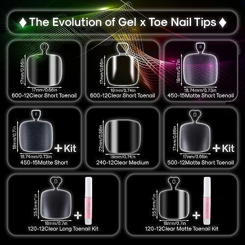 INENK Short CLEAR Gel x Toe Nail Tips Kit Fake Toenails Full Cover DIY Home M…