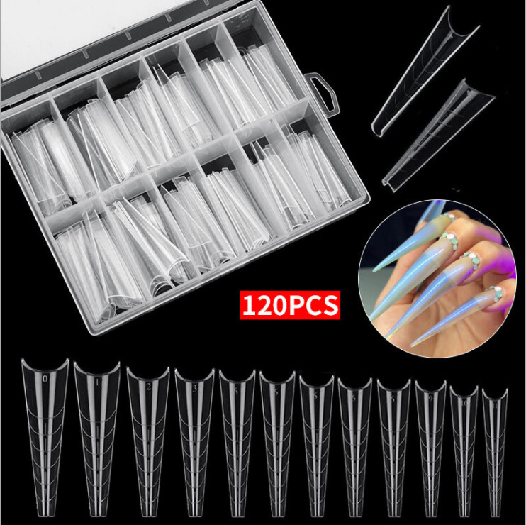 120 Pcs Various Nail Forms Nail Quick Building UV Gel Mold Tips Extension 12Size