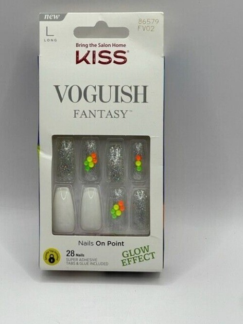 Kiss Voguish Fantasy White Rainbow Clear Nails #86579 FV02 Long Glow Effect