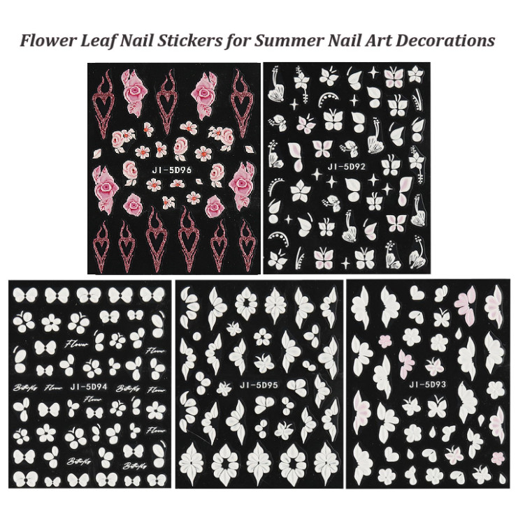 3D Flower Petal Embossed White Daisy Floral Nail Art Stickers Decor Slider NH29