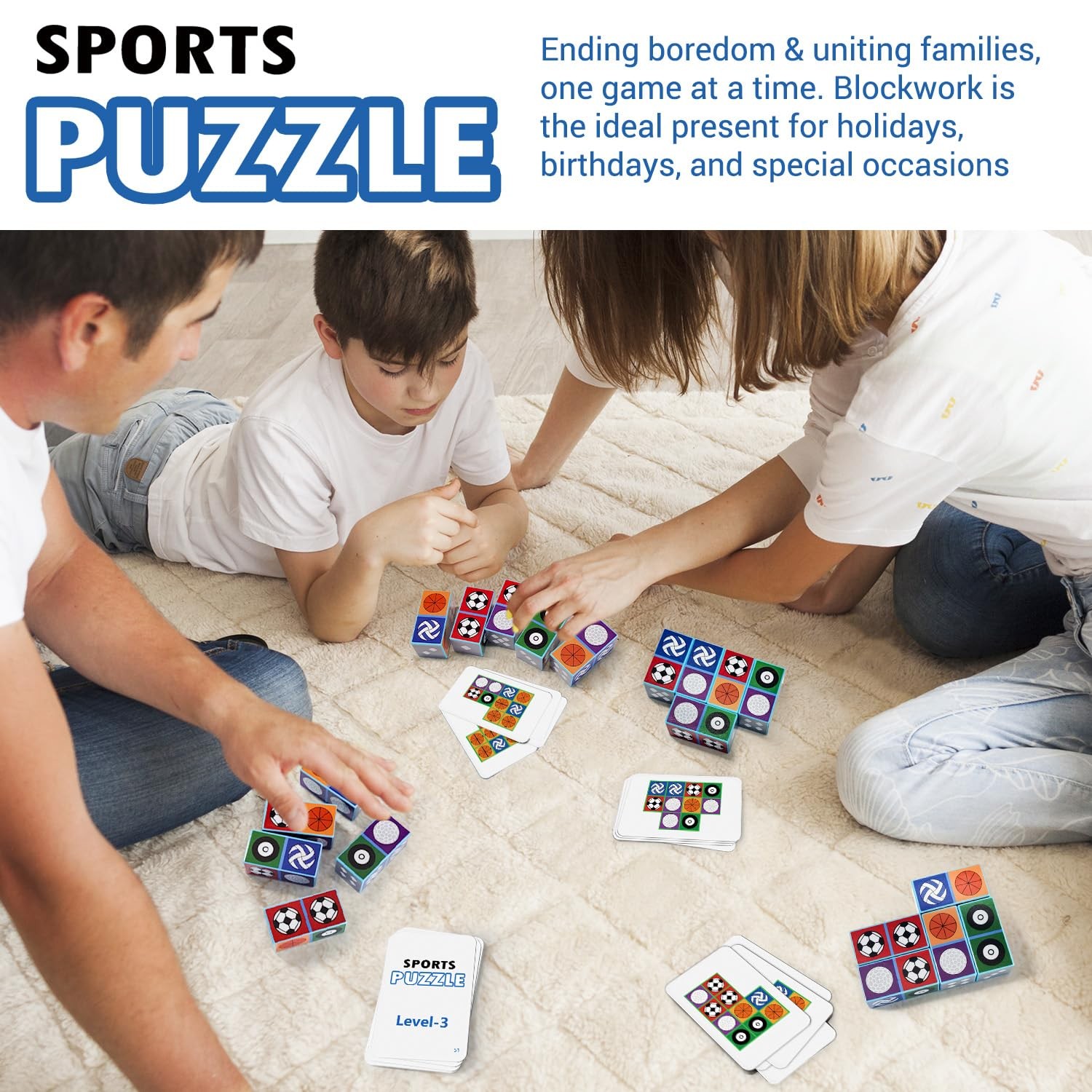 LARDEMOTO Sports Match Puzzle Game 2.0 Family Games for Children Large, Blue