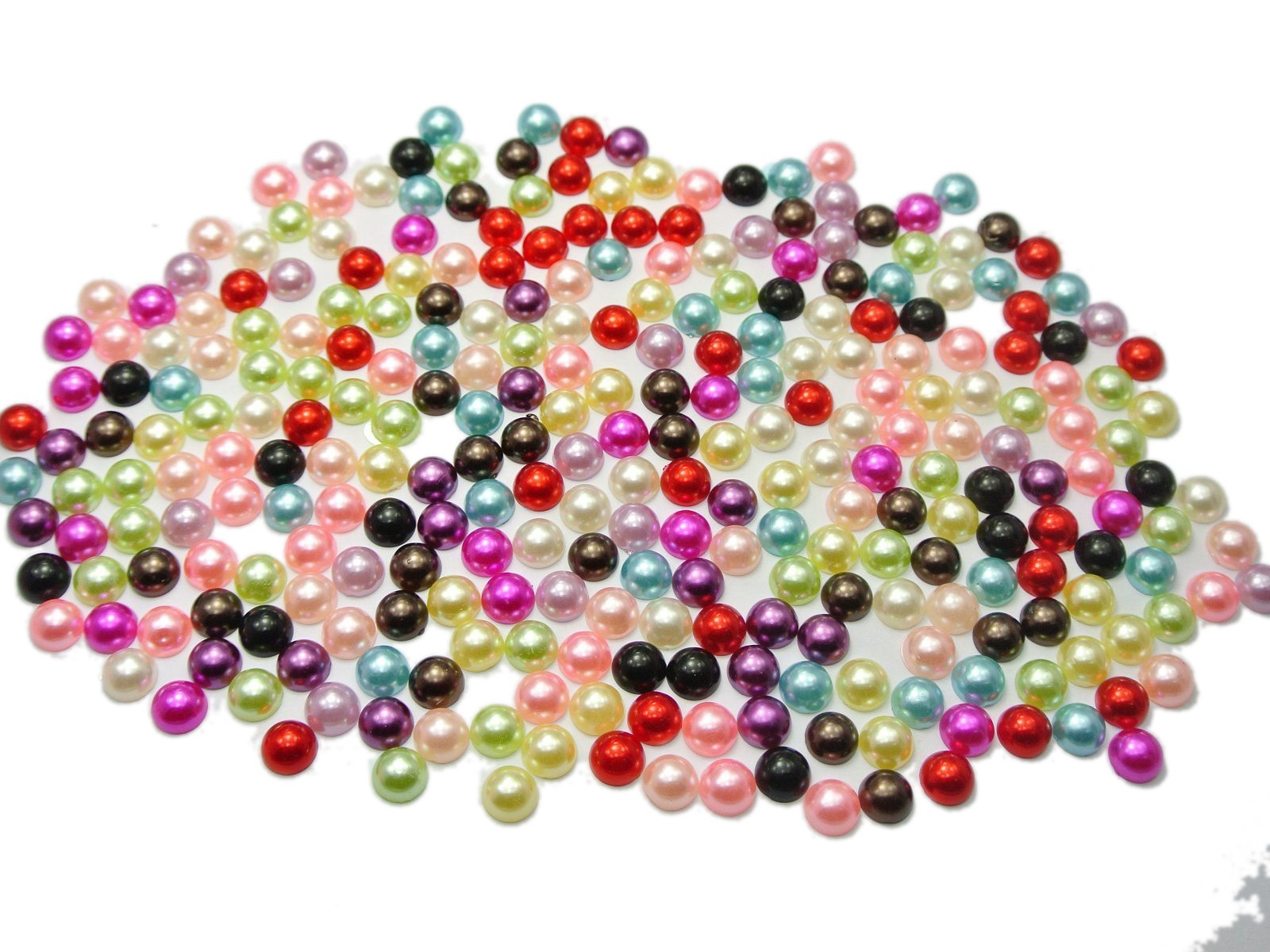 2000 Mixed Color Acrylic Half Pearl Bead 4mm Flat Back Scrapbook Flatback Nail