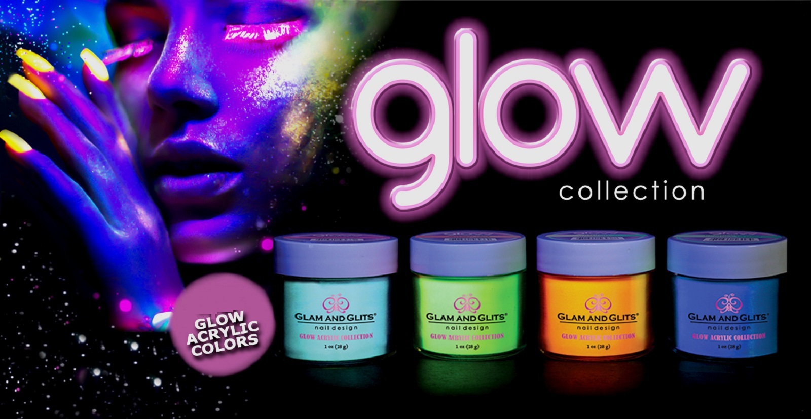 Glam and Glits ACRYLIC Glow in the Dark Nail Powder-48 Colors Pick1-Glam & Glits