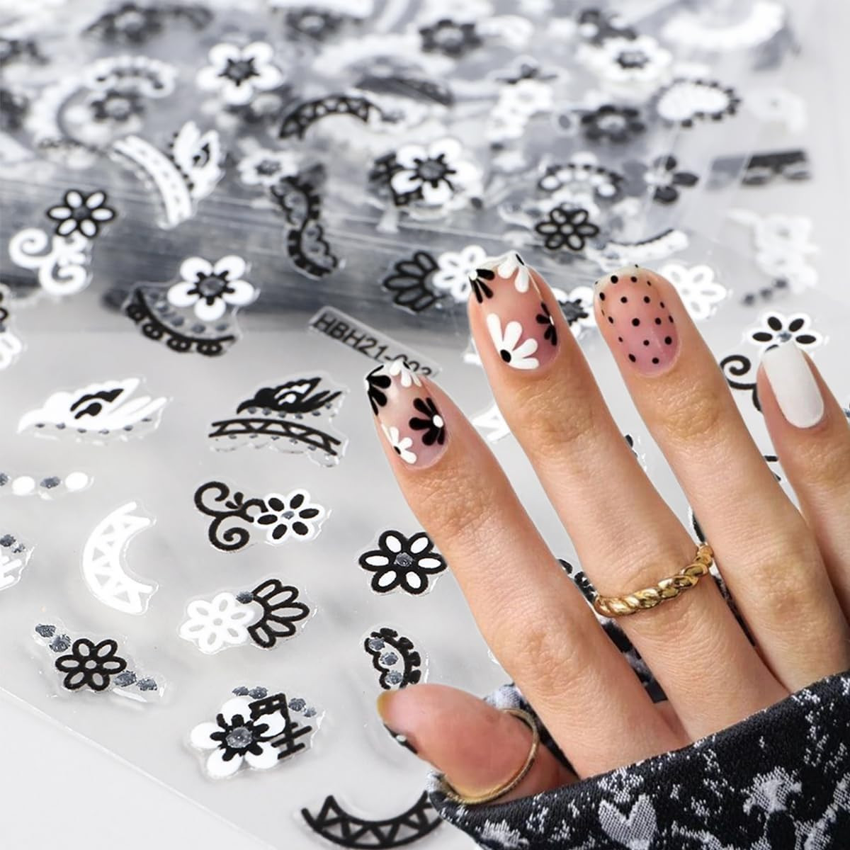 30Pcs Flower Nail Stickers for Nail Art 3D Self Adhesive Colorful Floral Nail De