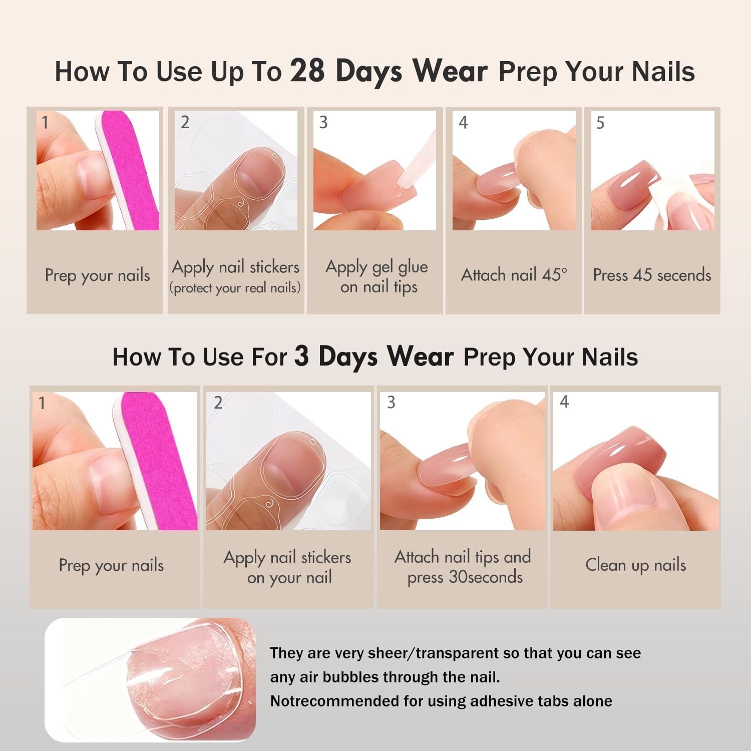 SXVME Press On Nails Long Square – Lilac 0.04 Fl Oz (Pack of 24), lilac