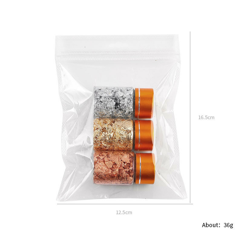 3 Colors Foil Flakes Nail Art Decor Set Gold Silver Gilding DIY Craft 3g/5g/10g