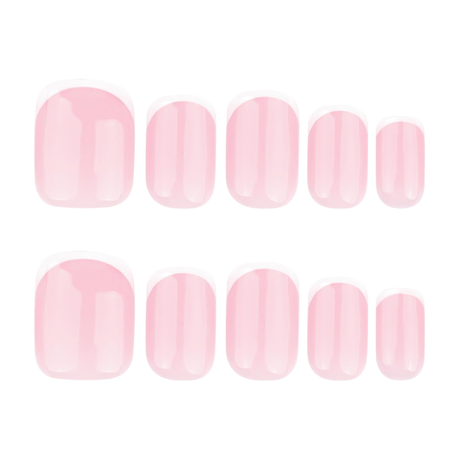 24 Pcs White French Press on Nails Short Square Summer Fake Nails Nude Pink F…