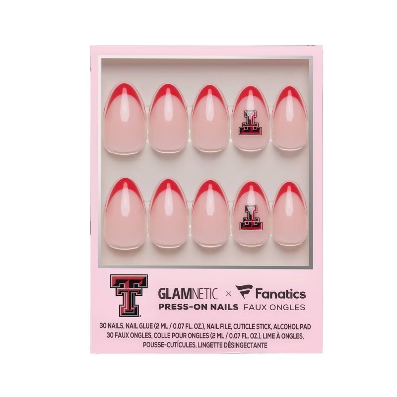 Texas Tech Red Raiders Press-On Nails: Almond Shape, 30 Pieces, Gloss Finish