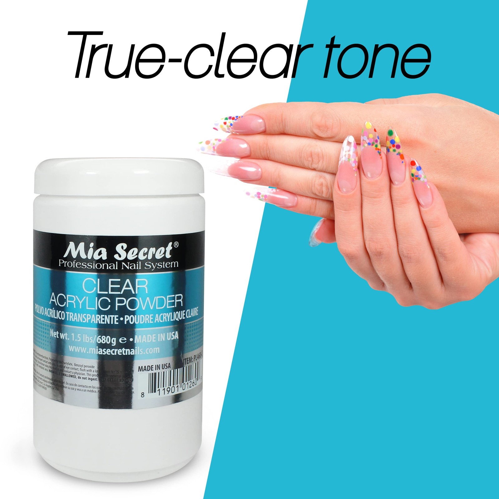 Mia Secret Clear Acrylic Nail Powder 1.5 Lbs Usa Made Self Leveling High Adhe…