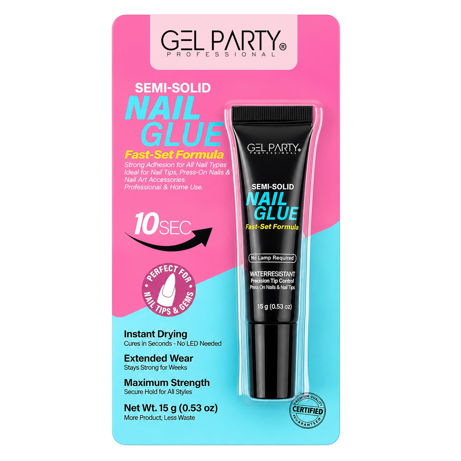 GELPARTY Semi Solid Nail Glue 15g for Press On Nails – Super Strong Nail Glue…
