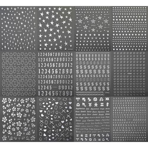 Star Letters Heart Flower Nail Art Stickers Nail Decals 3D Self-Adhesive