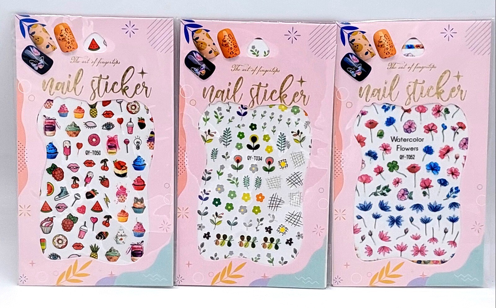 Nail Art Stickers Self-adhesive Flowers Leaves, Lines, Geometry, Unicorn L-Sheet