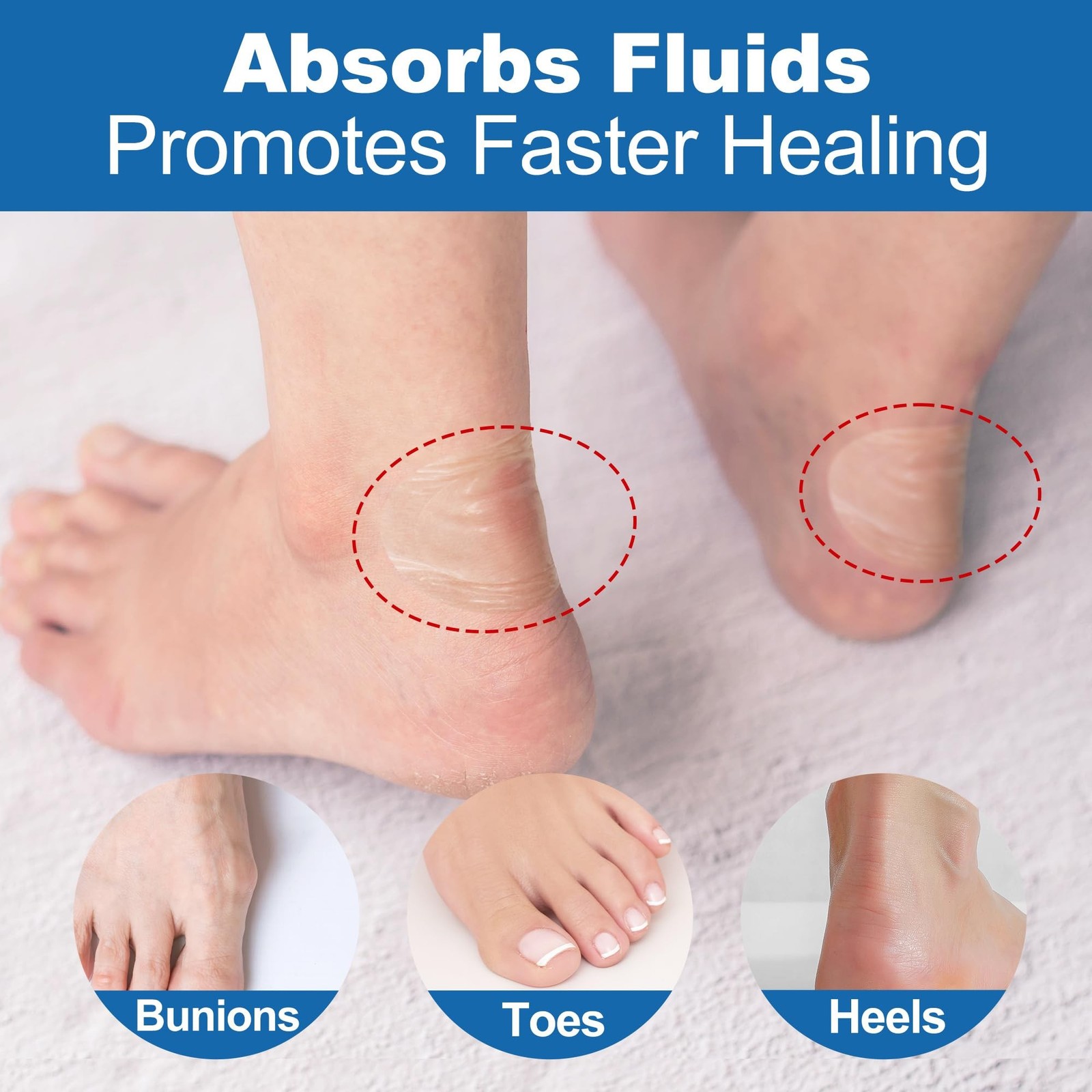 Blister Bandages for Feet, 16pcs Invisible Blister Pads, 2 Size, Hydrocolloid…