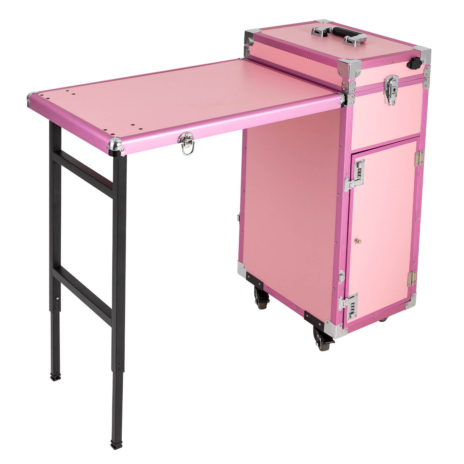Foldable Manicure Table for Nail Tech, Nail Desk Station Makeup Storage Table