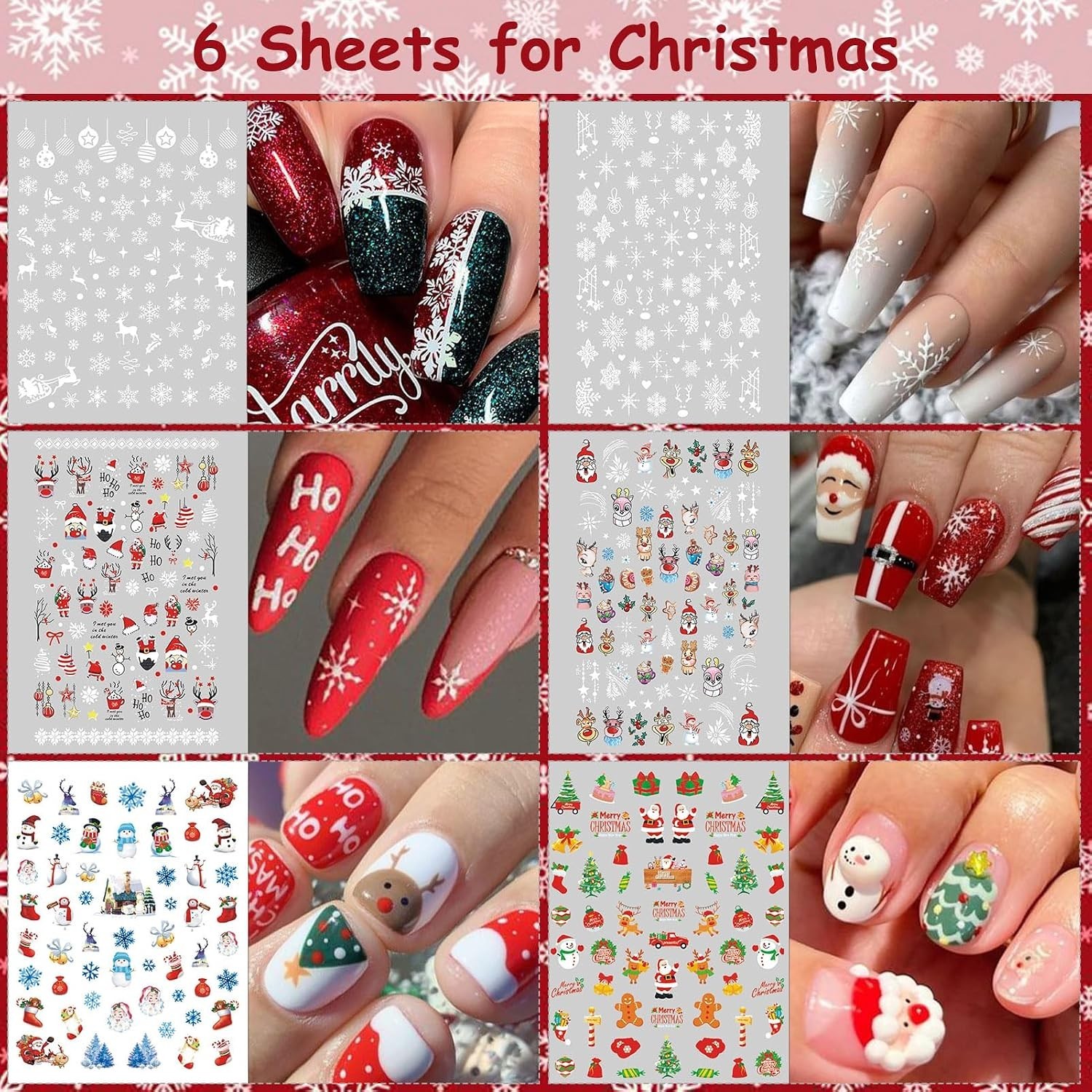 30 Sheets 7 Holiday Nail Art Stickers, Mixed Season Nail Decals Set for All ,…