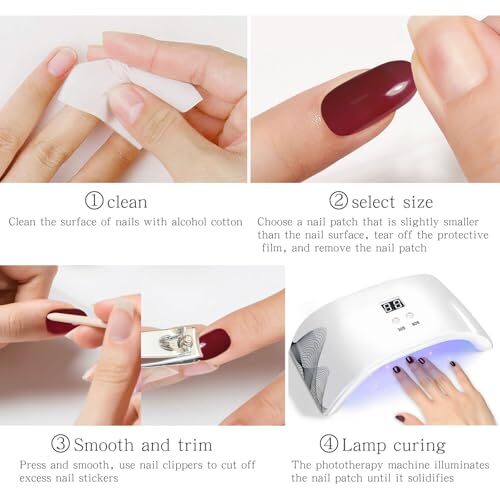 Gel Nail Stickers Purple Cream Semi Cured Gel Nail Strips Wraps UV/LED Nail