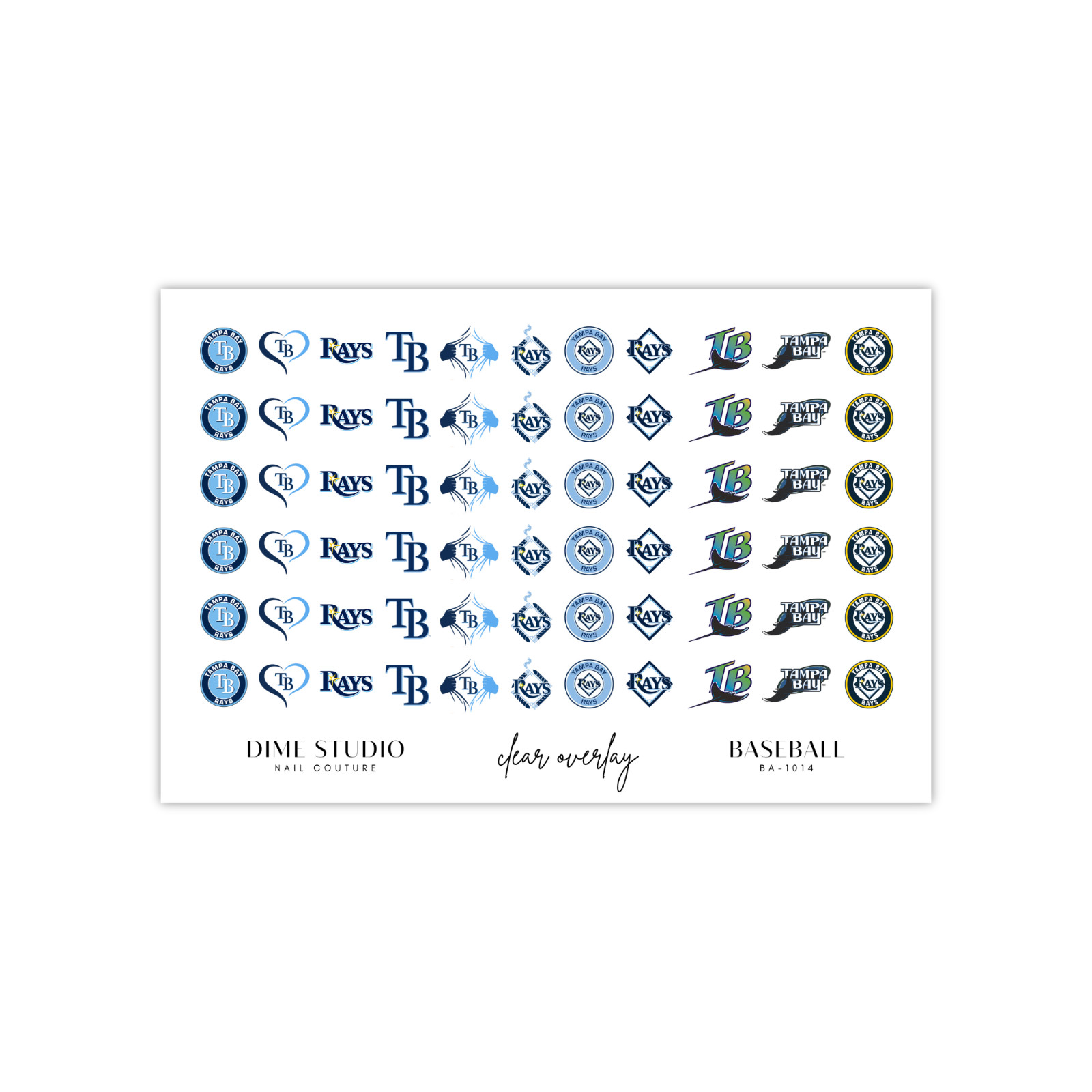 Tampa Bay Rays Baseball Nail Decals Water Transfer Clear Overlay