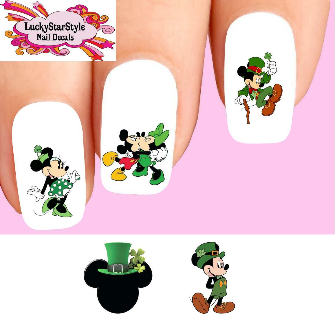 Waterslide Nail Decals Set of 20 – St Patricks Day Minnie Mickey Mouse Assorted