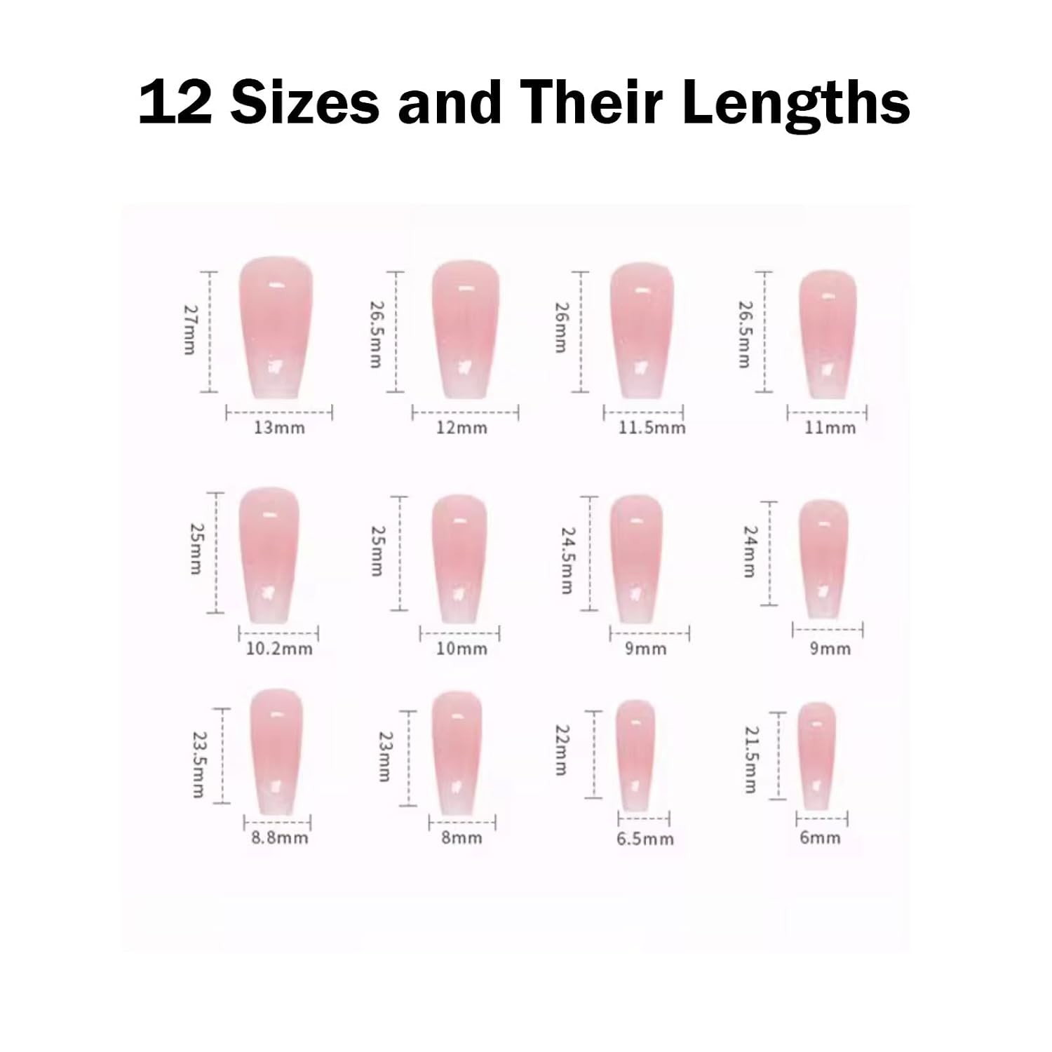 Bling Coffin Press on Nails Fake Nails Tips Full Cover Medium False Gradient
