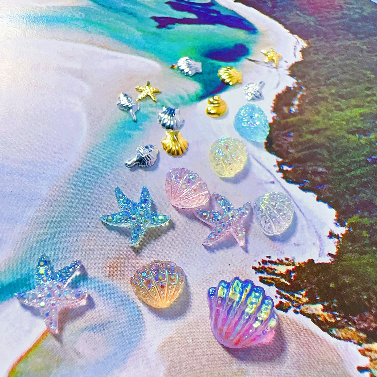 [‌DDP] Resin Nail Charms Shell Conch Starfish Shiny Nail Art Decoration