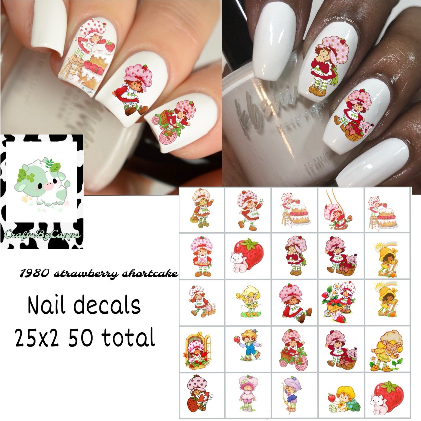 1980 Strawberry Shortcake Nail Decals Set Of 50
