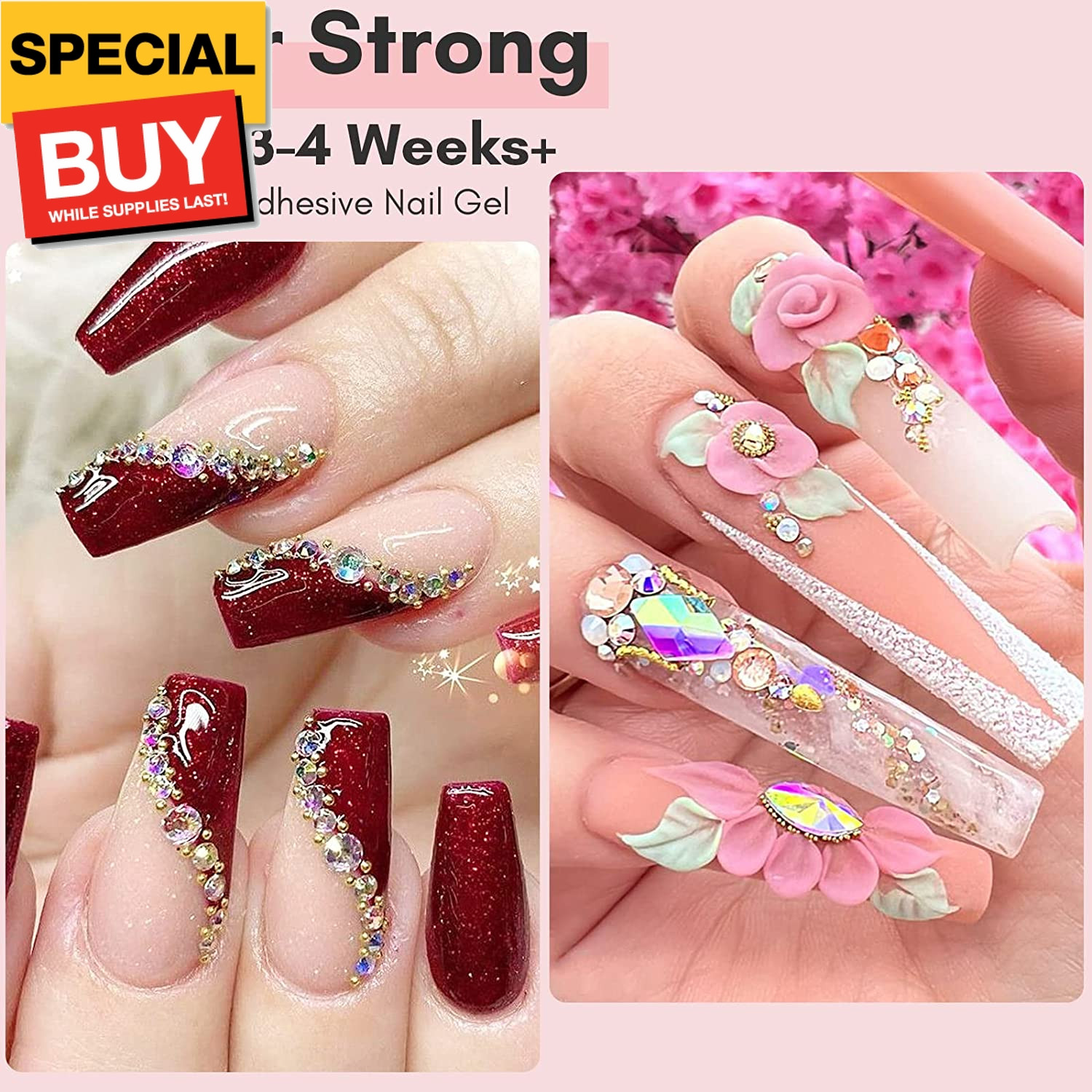 Nail Rhinestone Glue for Nails: Super Strong Gel Nail Glue for Decorations Nail