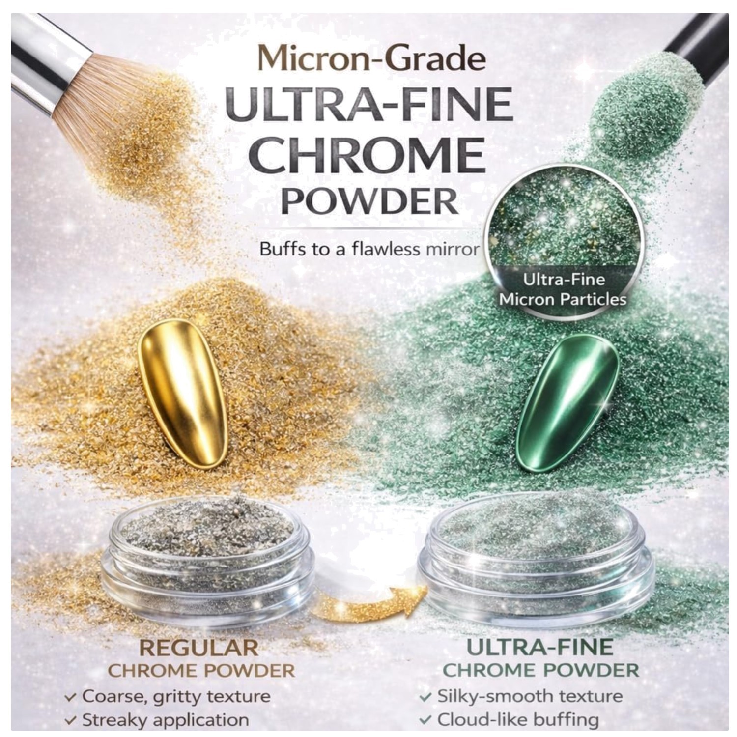 Vibrant Chrome Pigment Set – Nail Art, Epoxy Resin, Painting