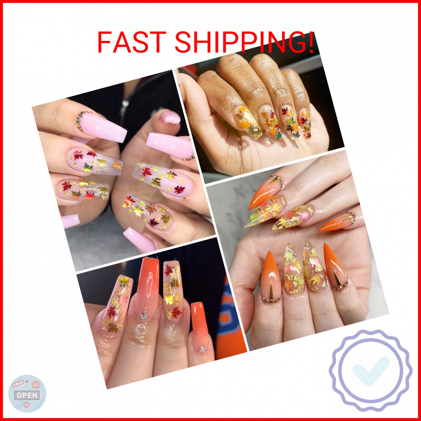 12 Colors Fall Leaf Glitter Nail Sequins – 3D Maple Leaf Holographic Nail Art Fl