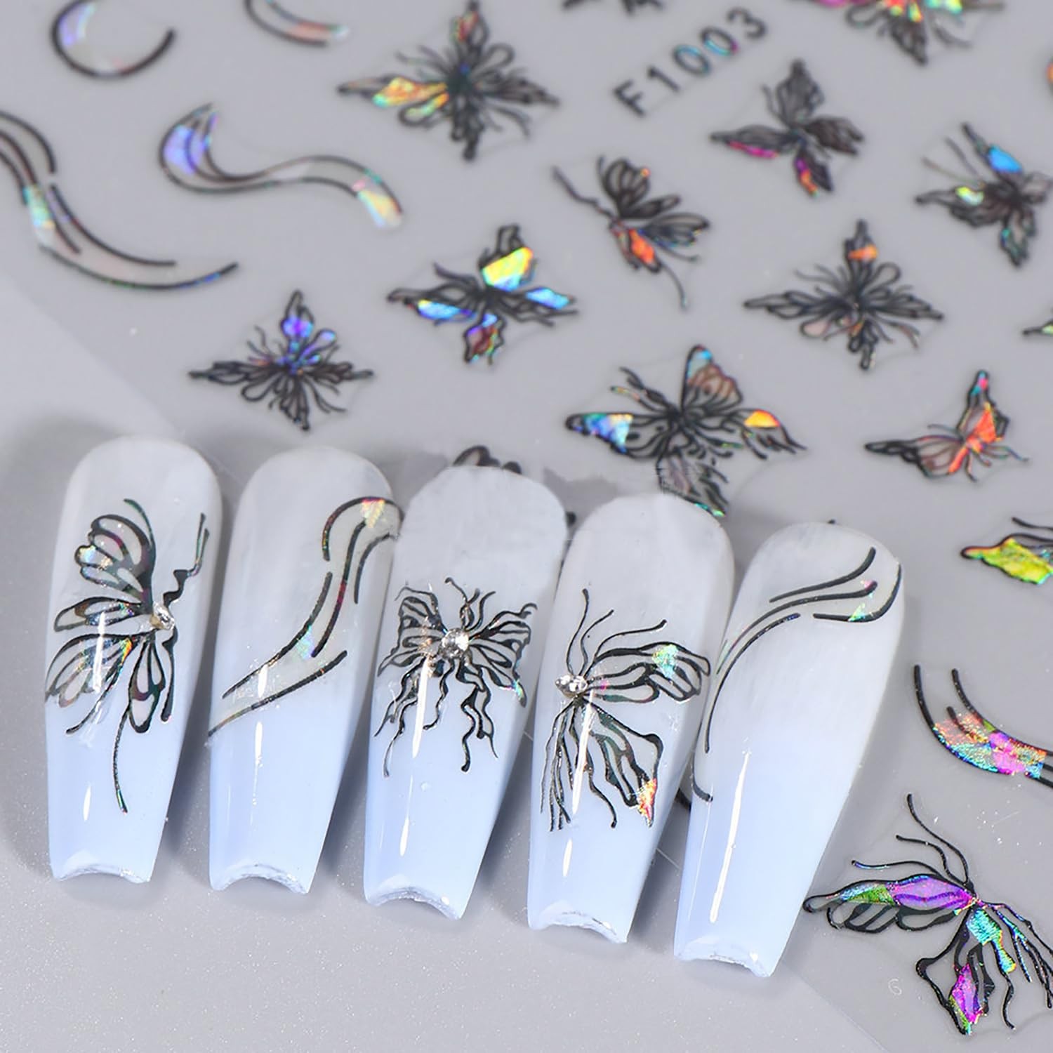Black Butterfly Nail Art Stickers Decals-3D Butterflies Nail -Adhesive Sticke…