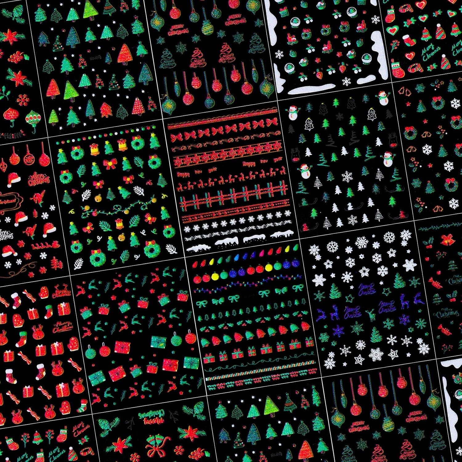 Festive 50 Sheets Christmas Nail Stickers – Includes Snowflakes & More Designs