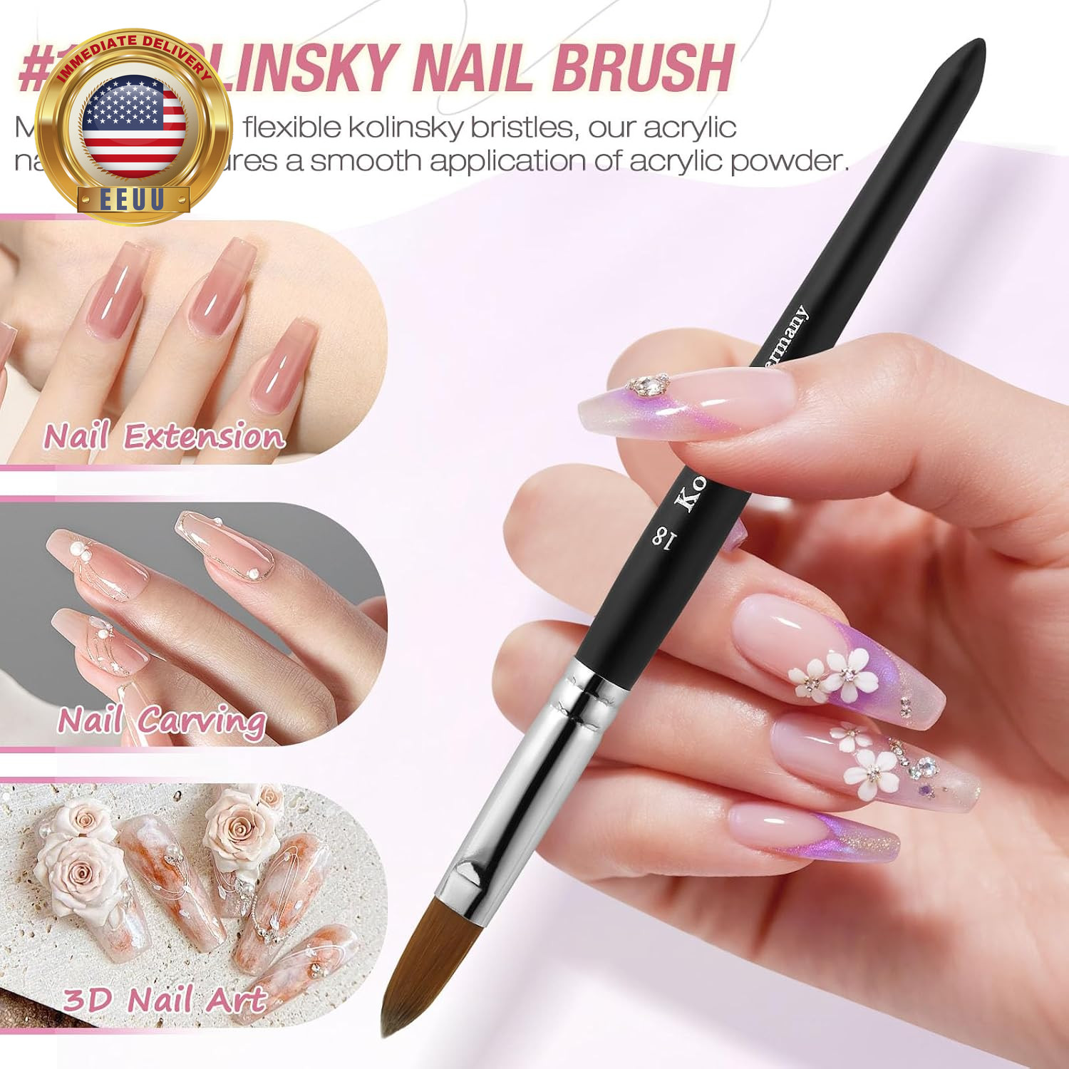 Acrylic Nail Kit – Professional Clear Acrylic Powder and Liquid Set with Nail Br