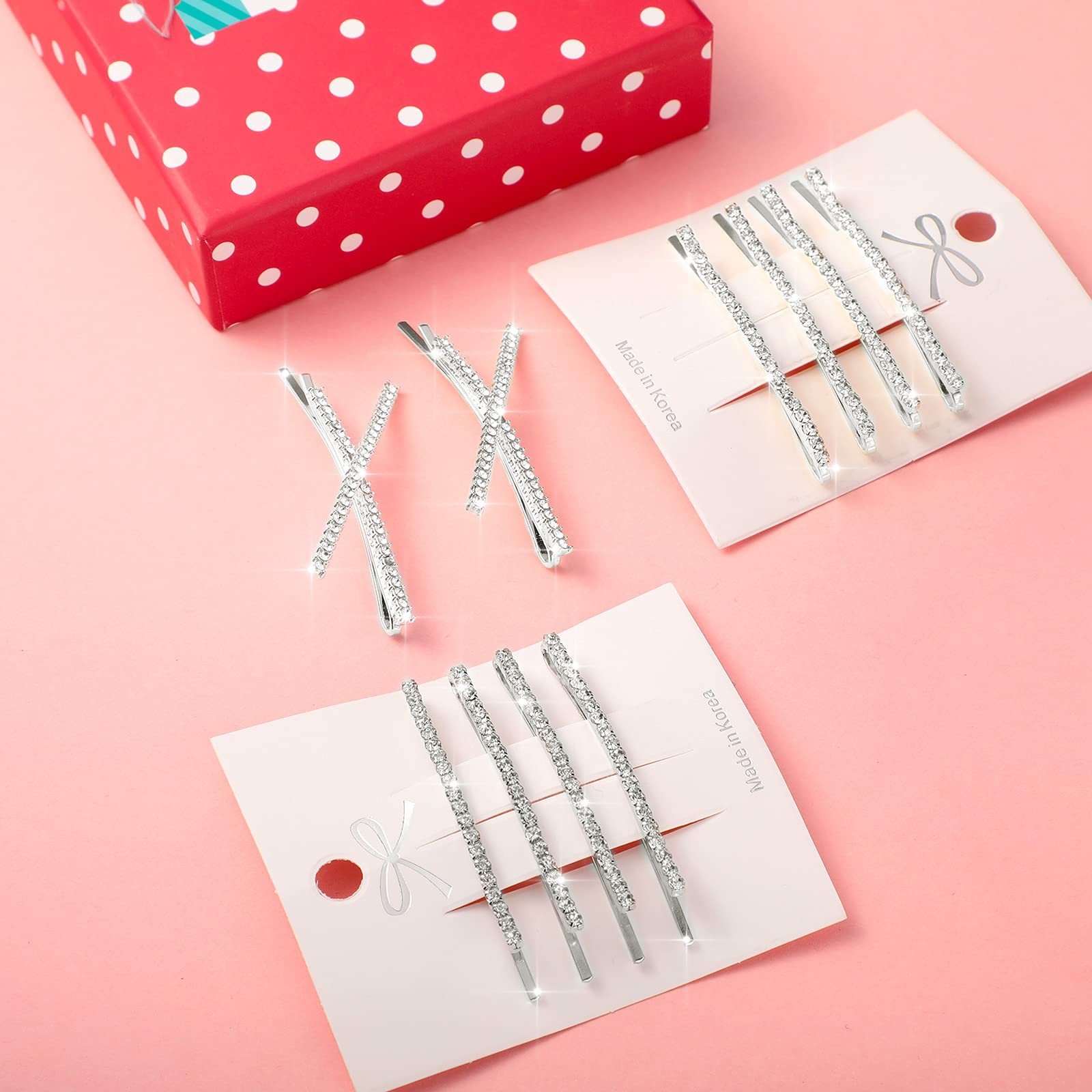 12 Pieces Rhinestone Bobby Pins Decorative Fancy 1 Count (Pack of 1), Silver