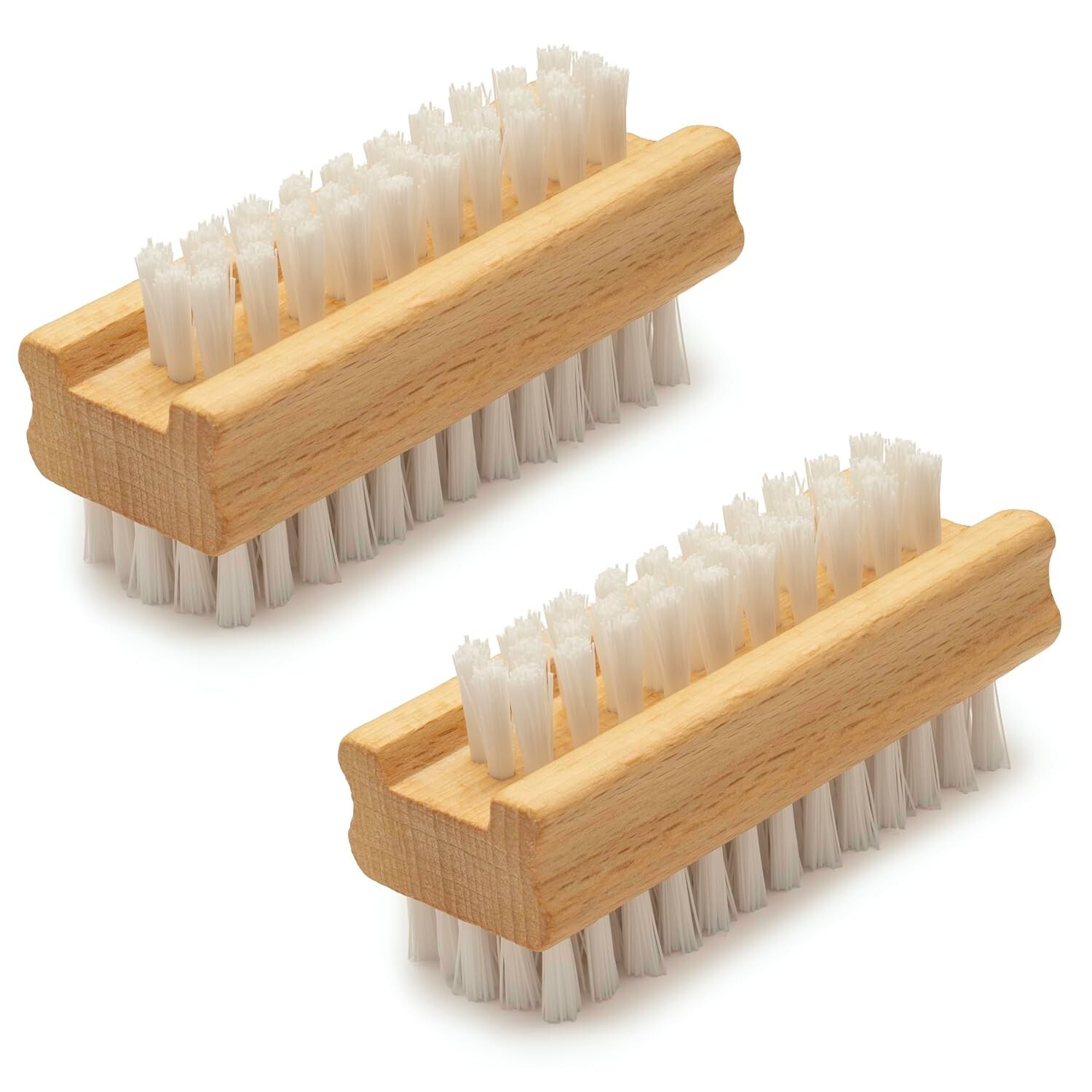 Durable Wooden Fingernail Brush with Variable Length Bristles – 2 Pack