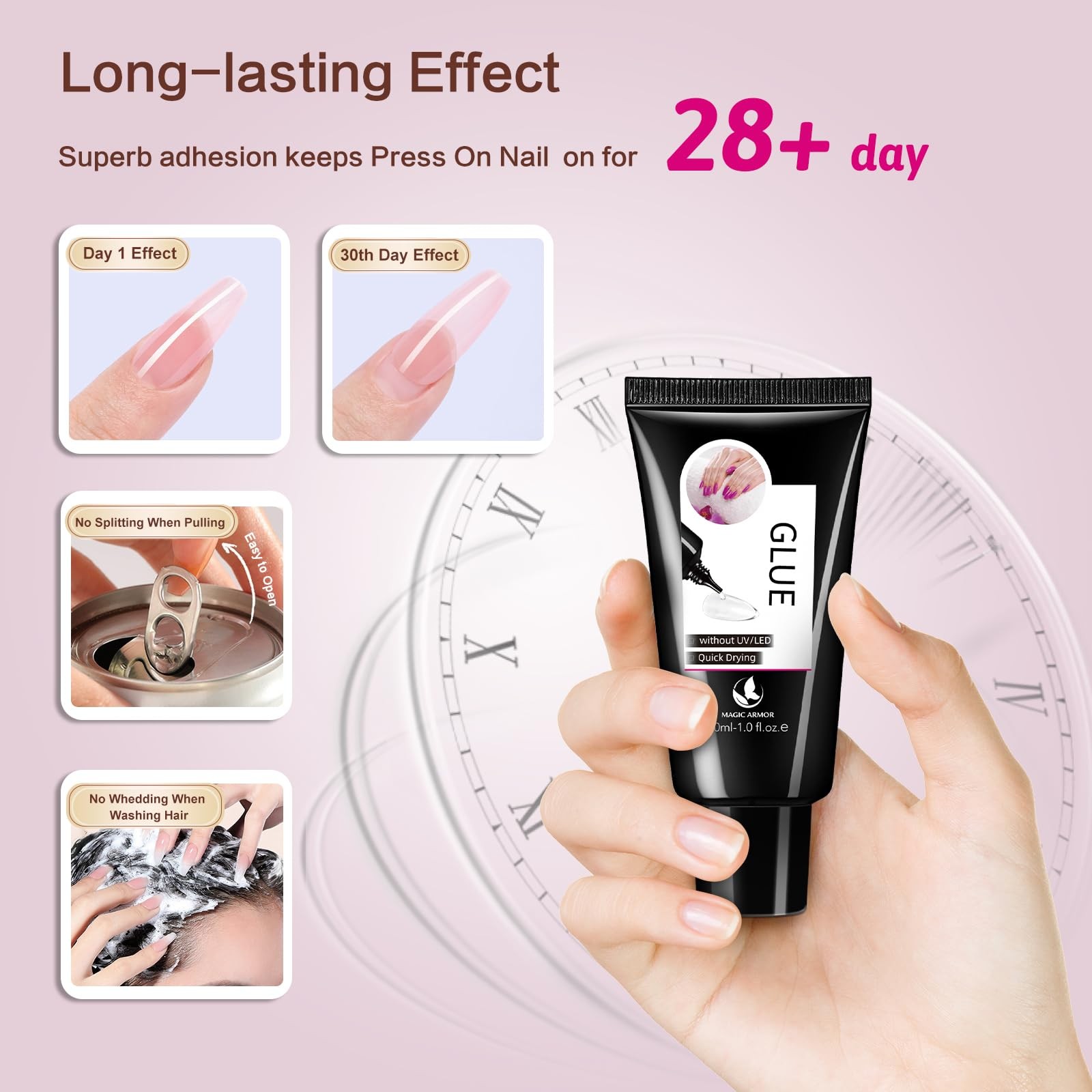 30g Semi Solid Nail Glue for Press On Nail, No UV Lamp Need Gel Nail Glue wit…