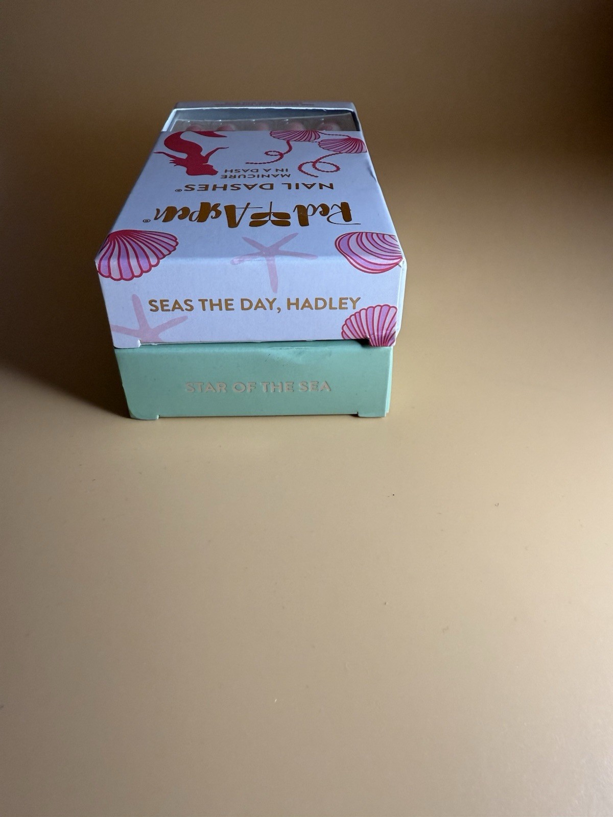 Red Aspen Press On Nails LOT OF 2 Short Square Mermaid Beach Shells Ocean