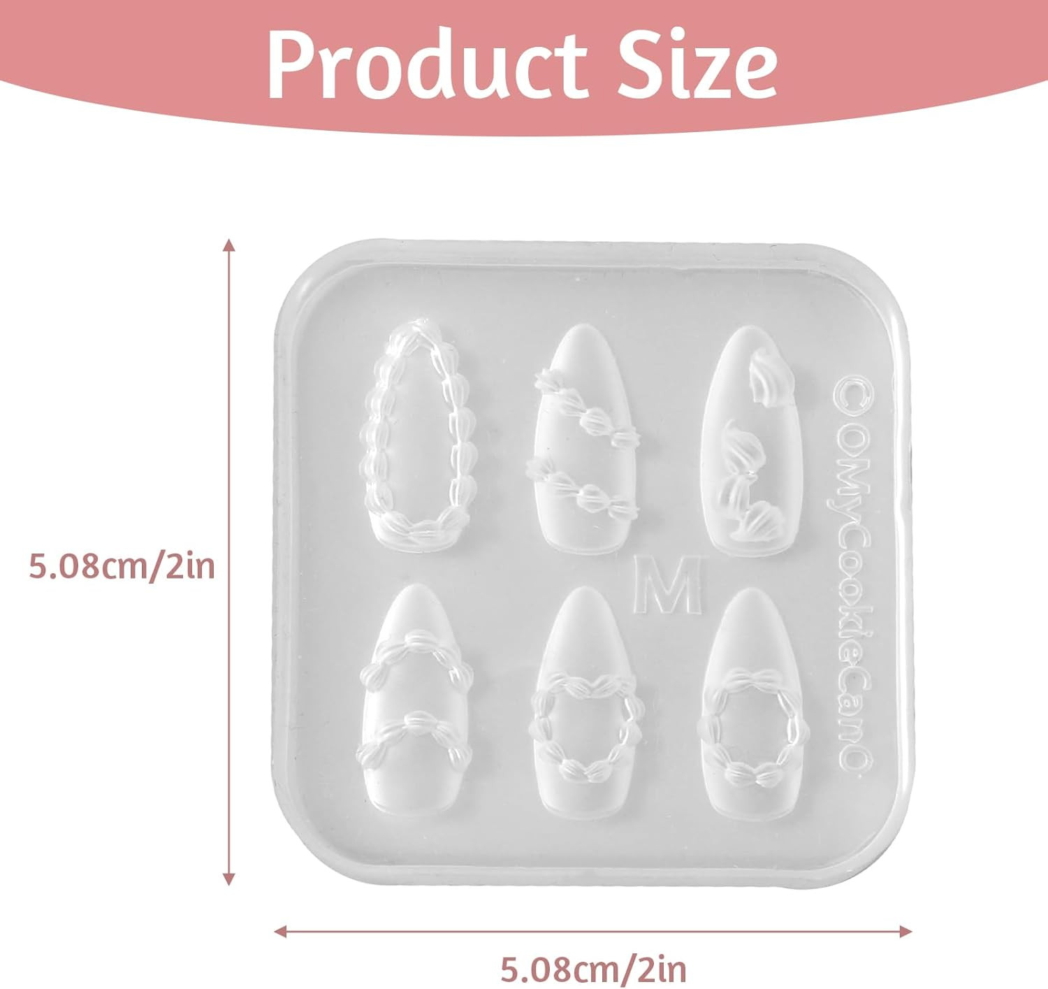 Silicone Nail Molds, 3D Nail Art Mold, 6 Patterns Cake Cream Design Manicure Mol