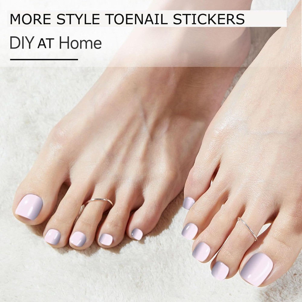 Semi Cured Gel Nail Strips for Toes 32 Pieces Long Lasting Toe Nail Wraps