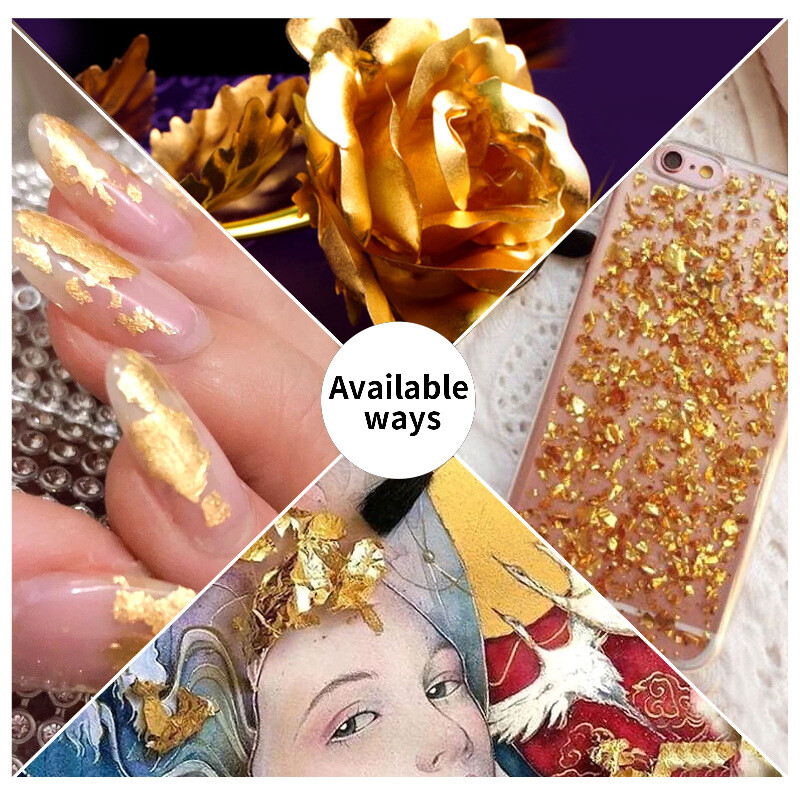 12 Grids Nail Art Gold Silver Foils Paillette Chip Flakes Wraps Decor Nails Tips